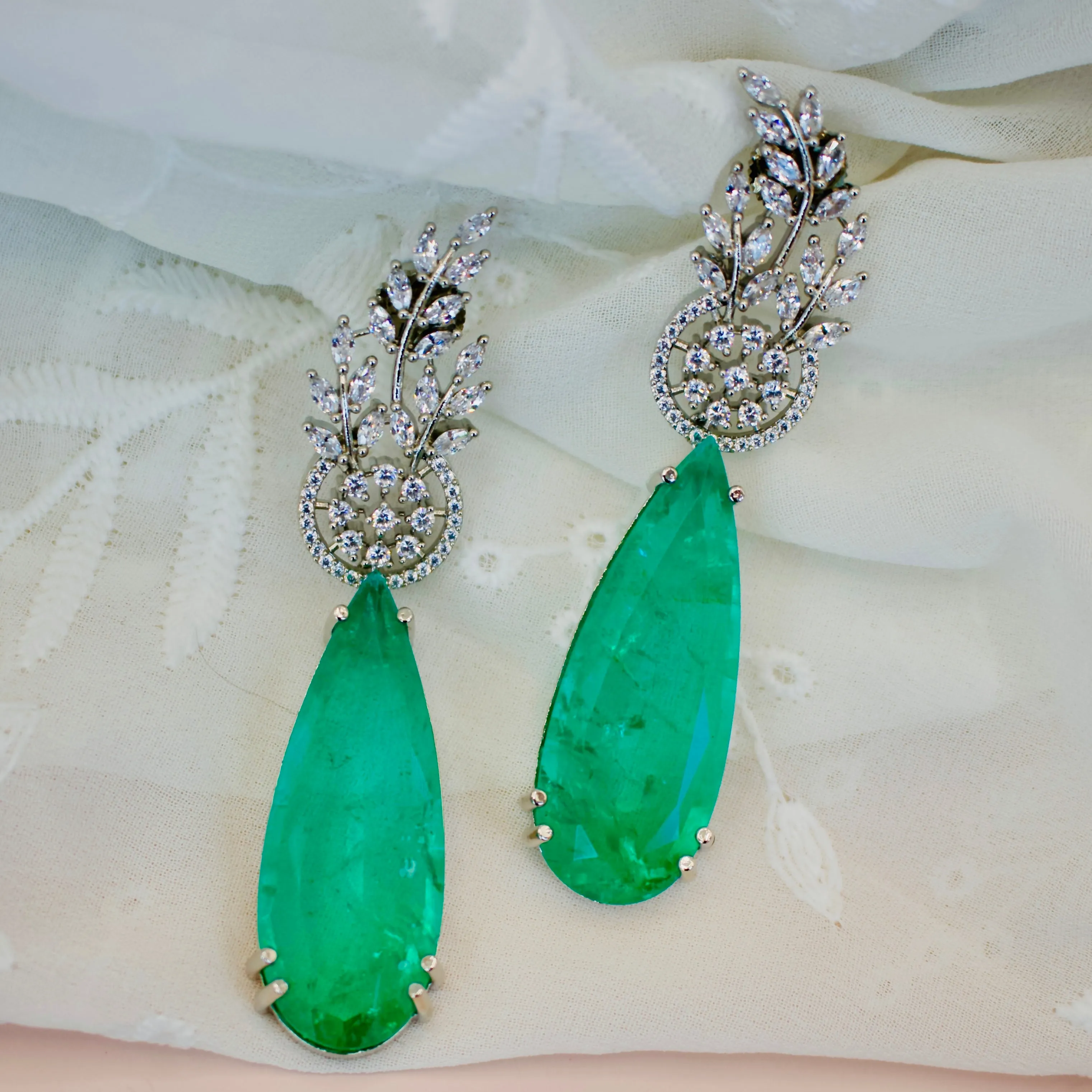 Ava Emerald Drop Earrings sold by Blossom Box Jewelry product image thumbnail 2