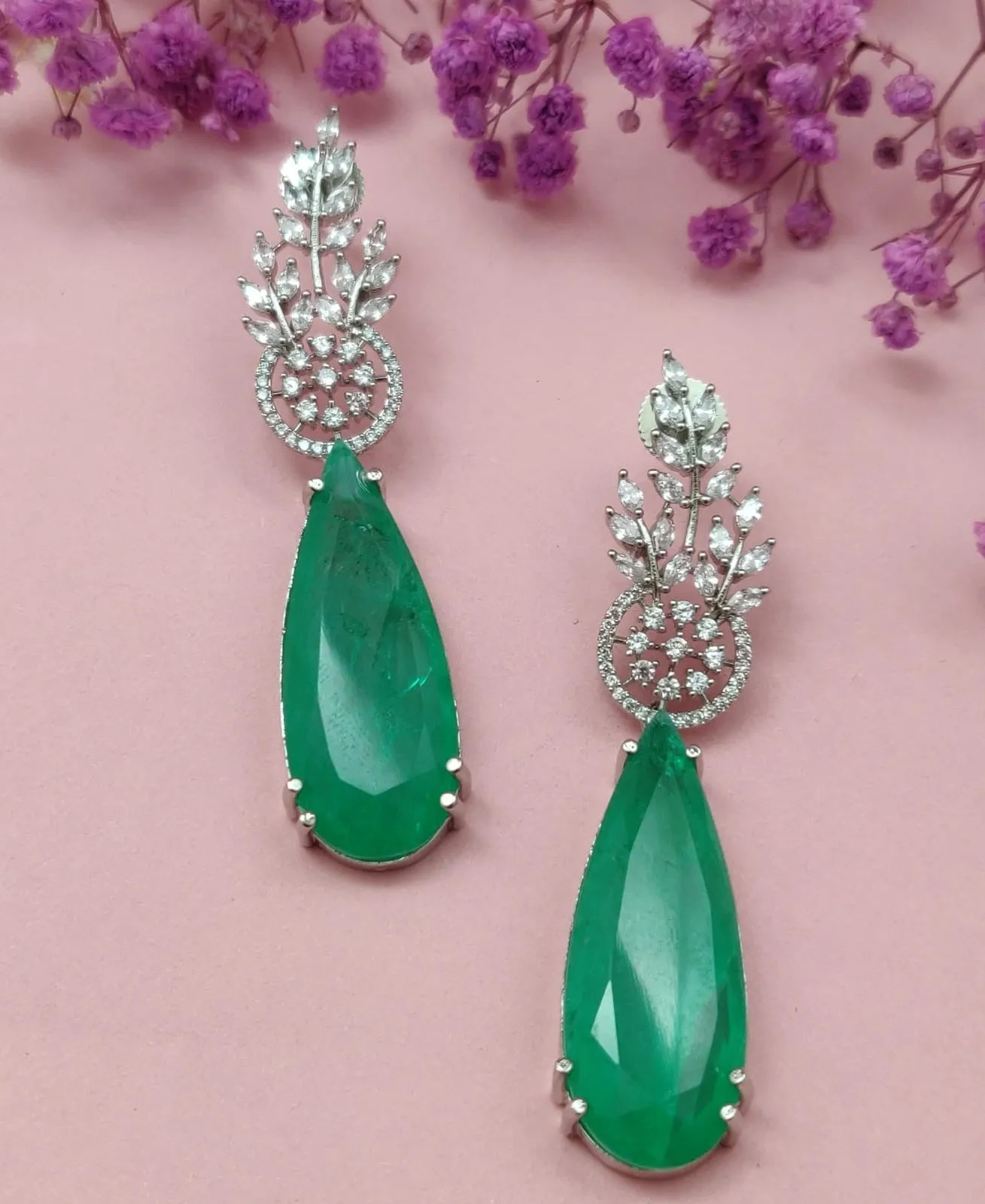 Ava Emerald Drop Earrings sold by Blossom Box Jewelry