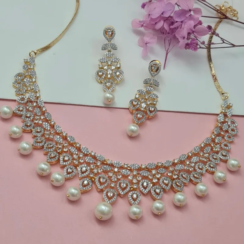 Meera Pearl AD Necklace Set sold by Blossom Box Jewelry