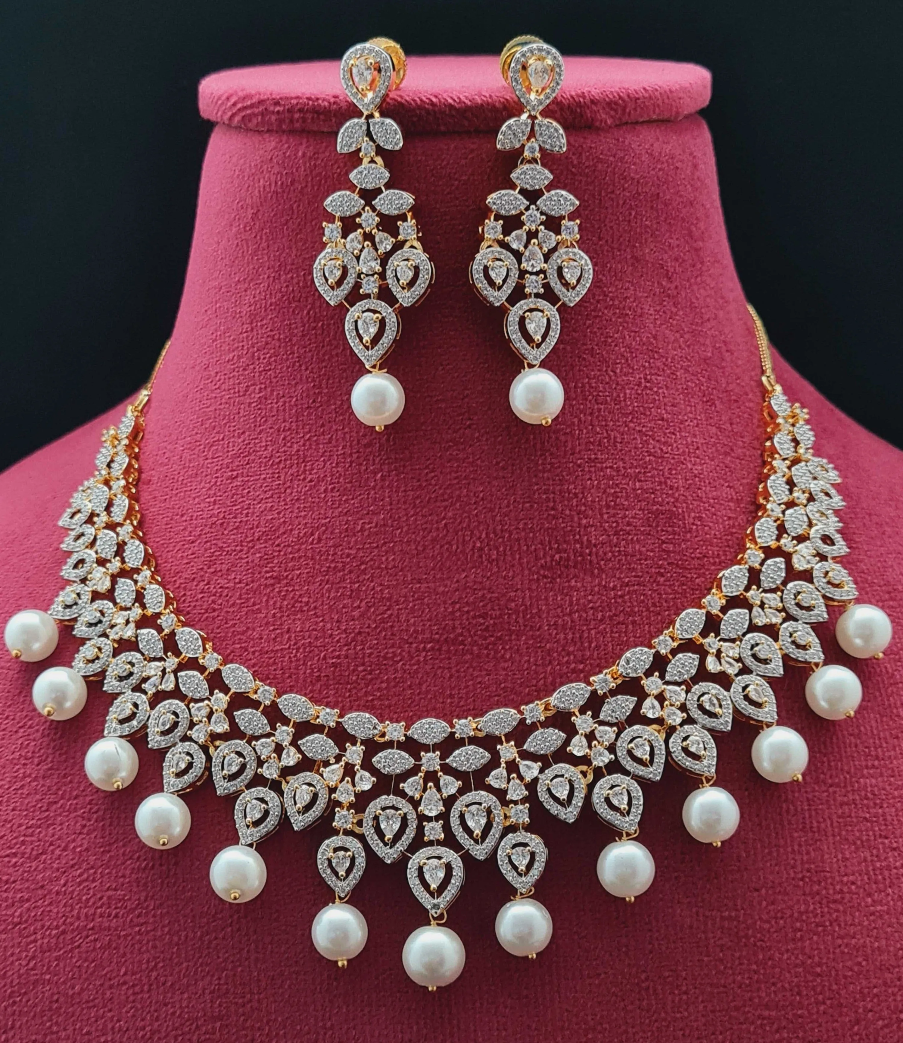 Meera Pearl AD Necklace Set sold by Blossom Box Jewelry product image thumbnail 2