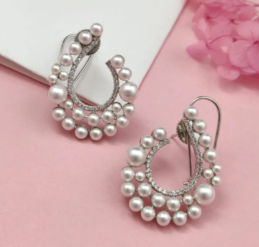 Arsia Crescent Earrings in Silver sold by Blossom Box Jewelry