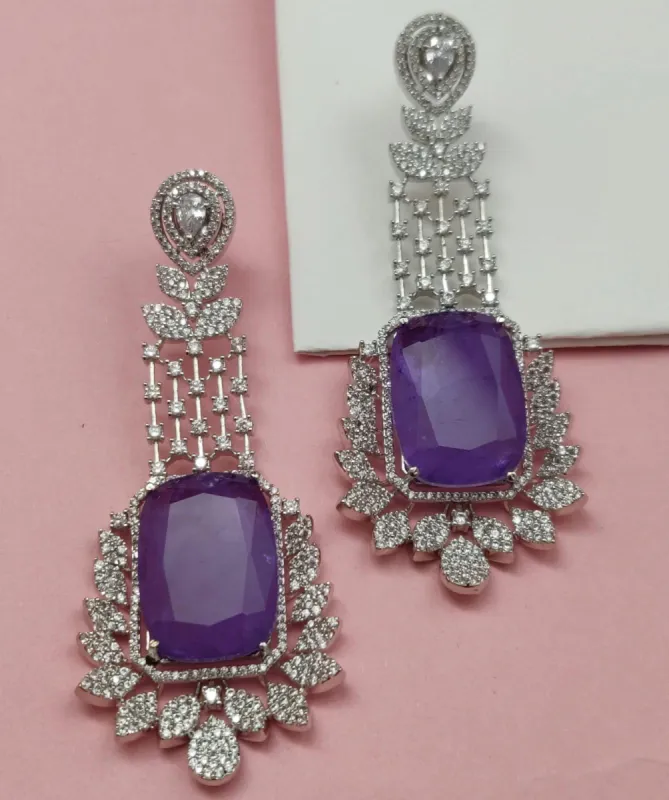 Valli Purple AD Earrings sold by Blossom Box Jewelry