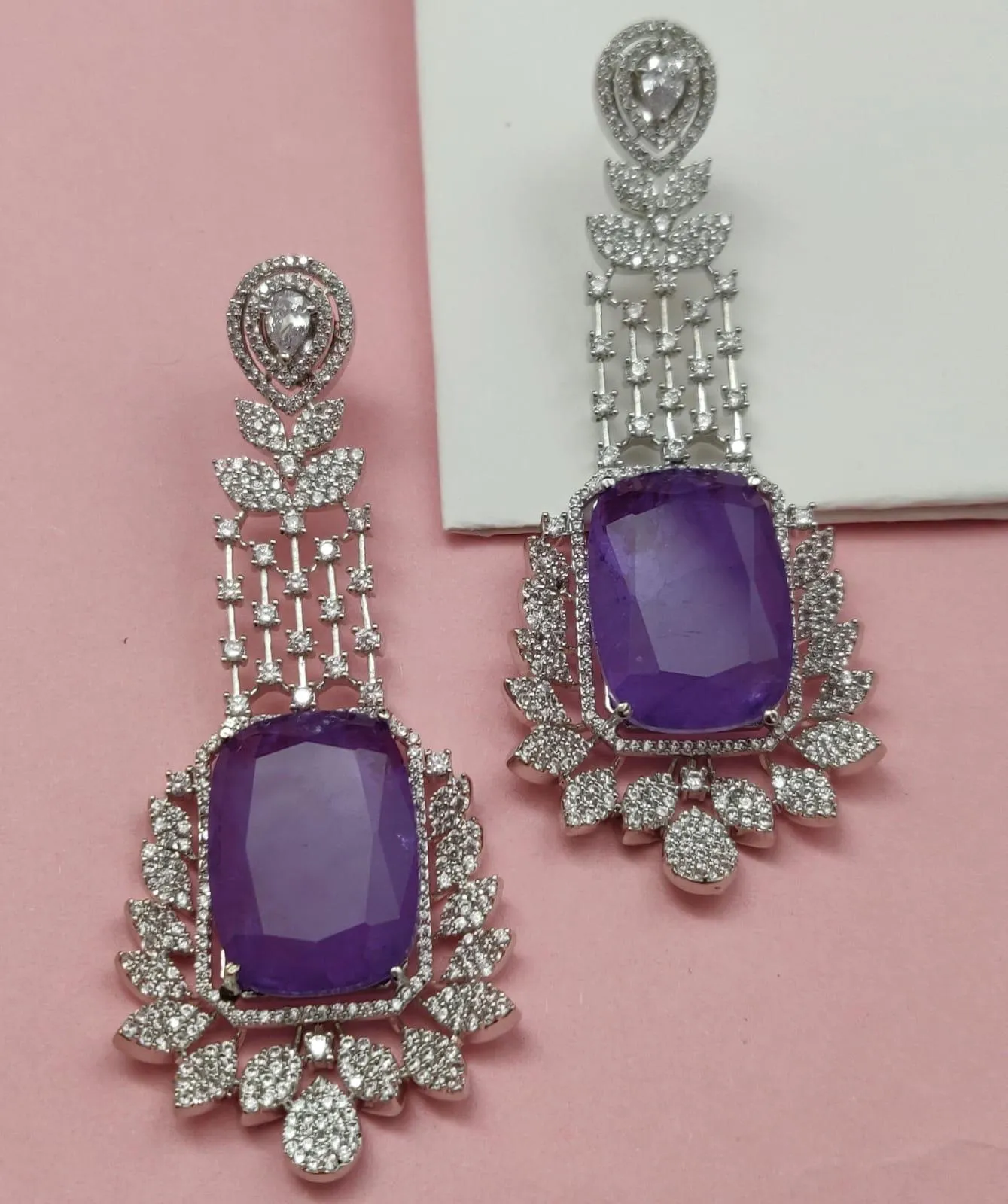Valli Purple AD Earrings sold by Blossom Box Jewelry