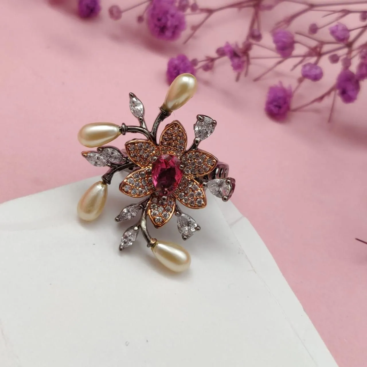 Celeste Fuscia Bloom Ring sold by Blossom Box Jewelry