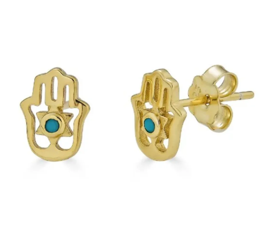 Mini Hamsa Studs sold by Blossom Box Jewelry