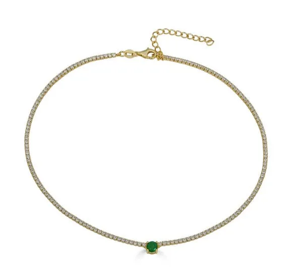 Dainty Gold Emerald Necklace sold by Blossom Box Jewelry