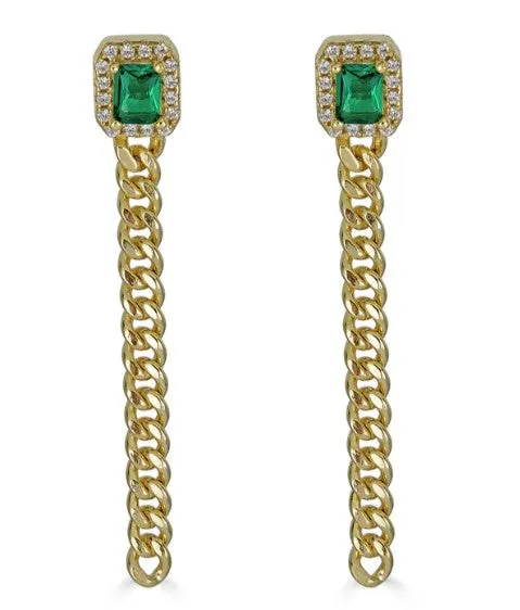Square Emerald Dangle earrings sold by Blossom Box Jewelry