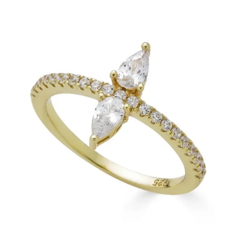 Double Crystal Pear Ring sold by Blossom Box Jewelry