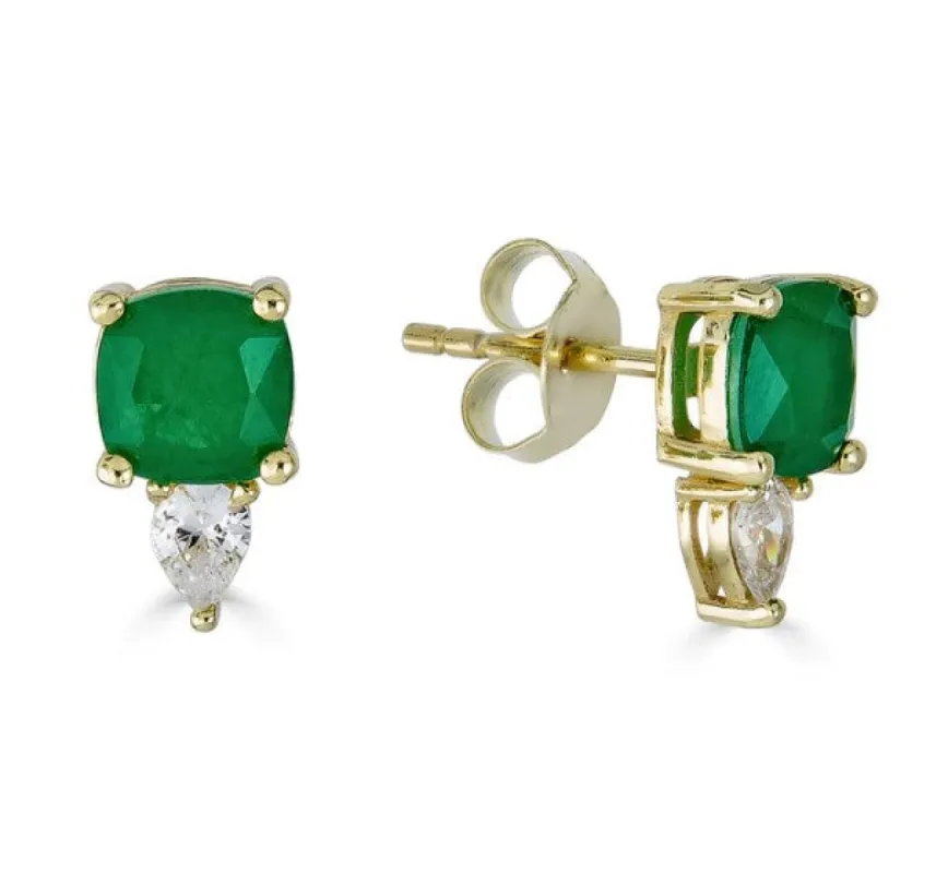 Mini Emerald Stud Earrings sold by Blossom Box Jewelry
