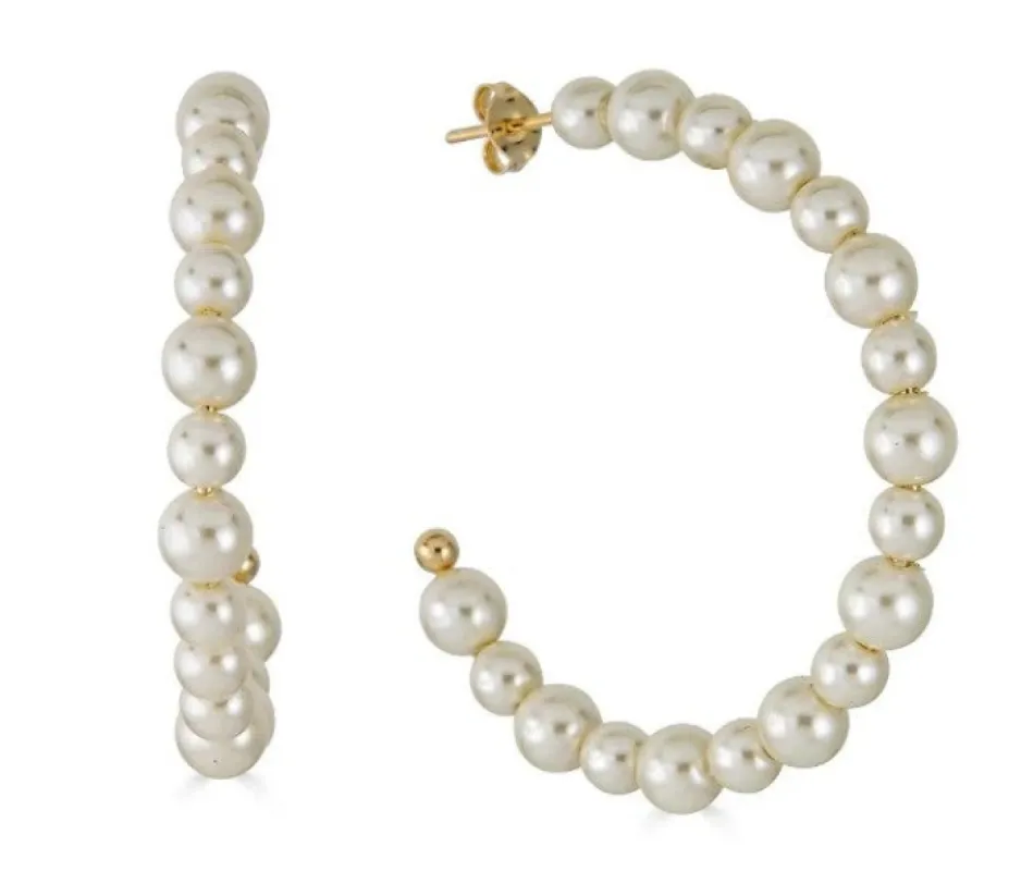 Hayley Pearly Hoops sold by Blossom Box Jewelry