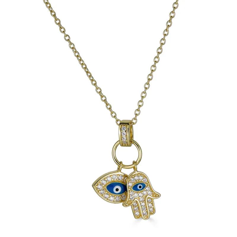 Hamsa & Evil Eye 14K Necklace sold by Blossom Box Jewelry