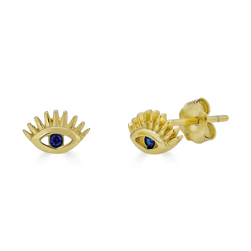 Mini Evil Eye 14K Over Silver Studs sold by Blossom Box Jewelry