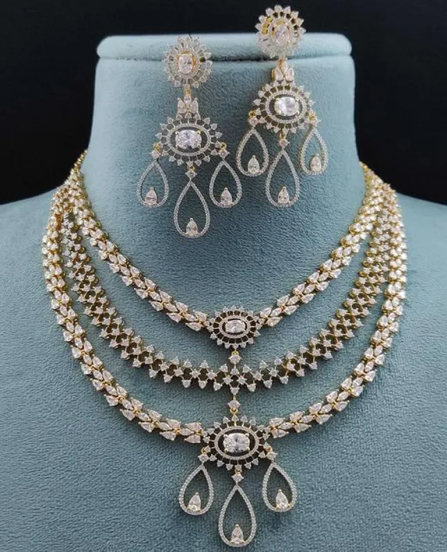 Gold Vanya Layered AD Necklace Set sold by Blossom Box Jewelry