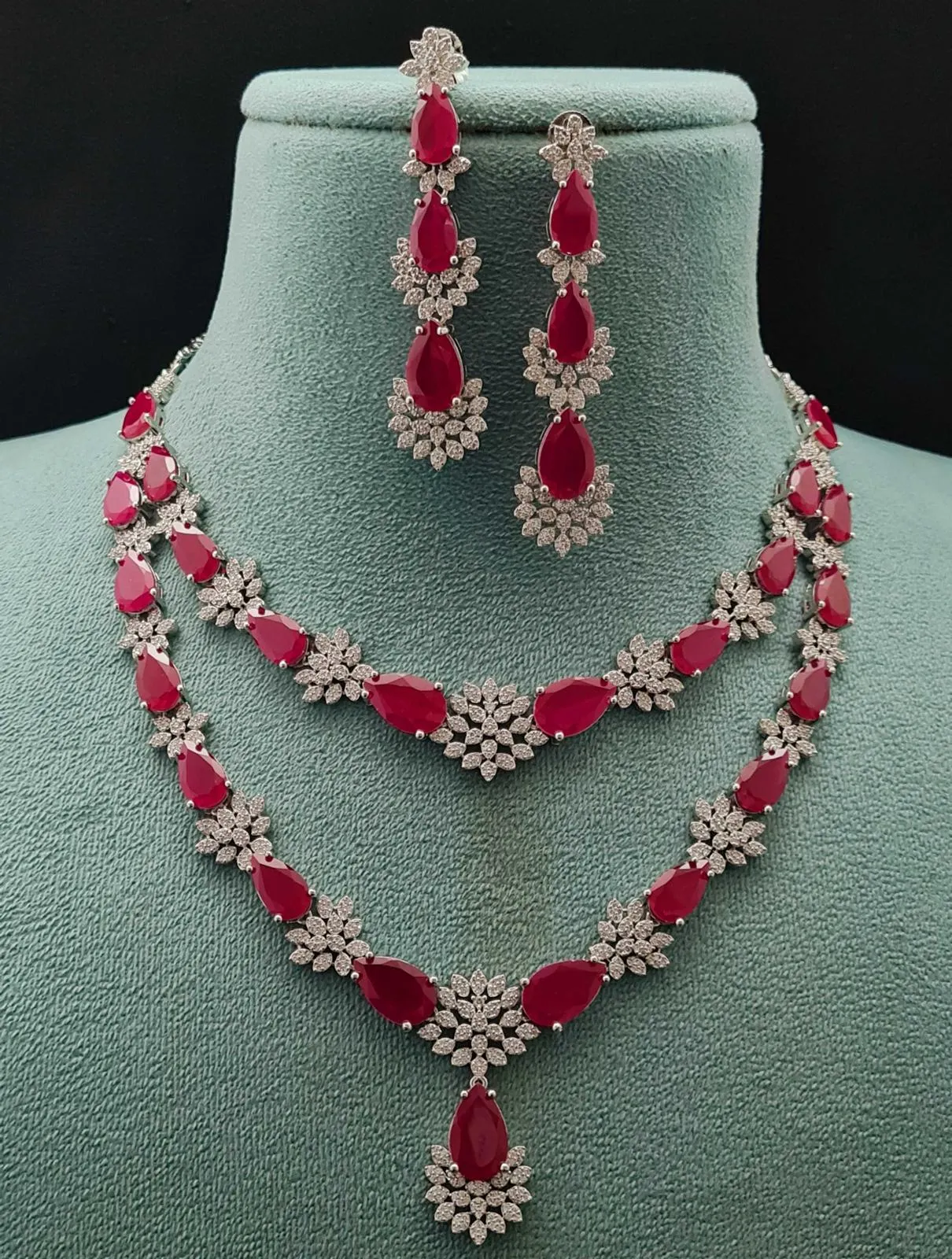 Kashvi Necklace Set in Ruby sold by Blossom Box Jewelry