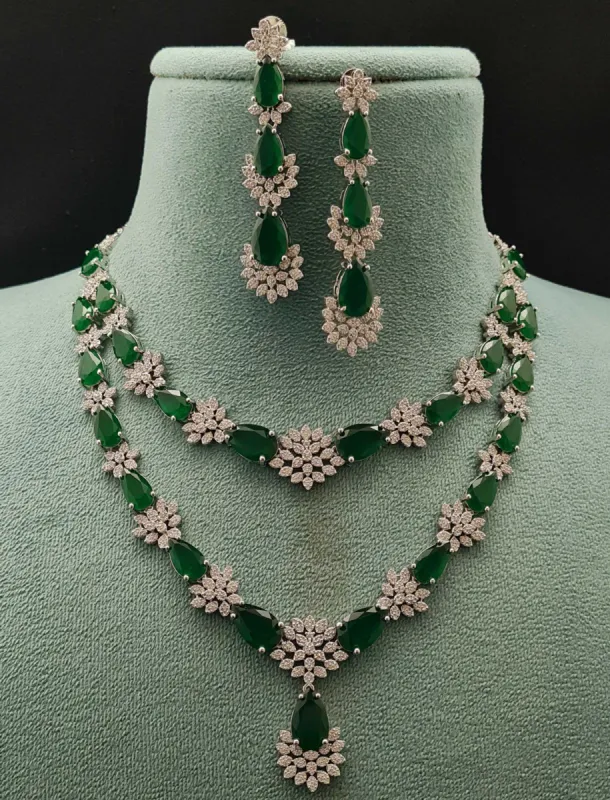 Kashvi Necklace Set in Emerald sold by Blossom Box Jewelry