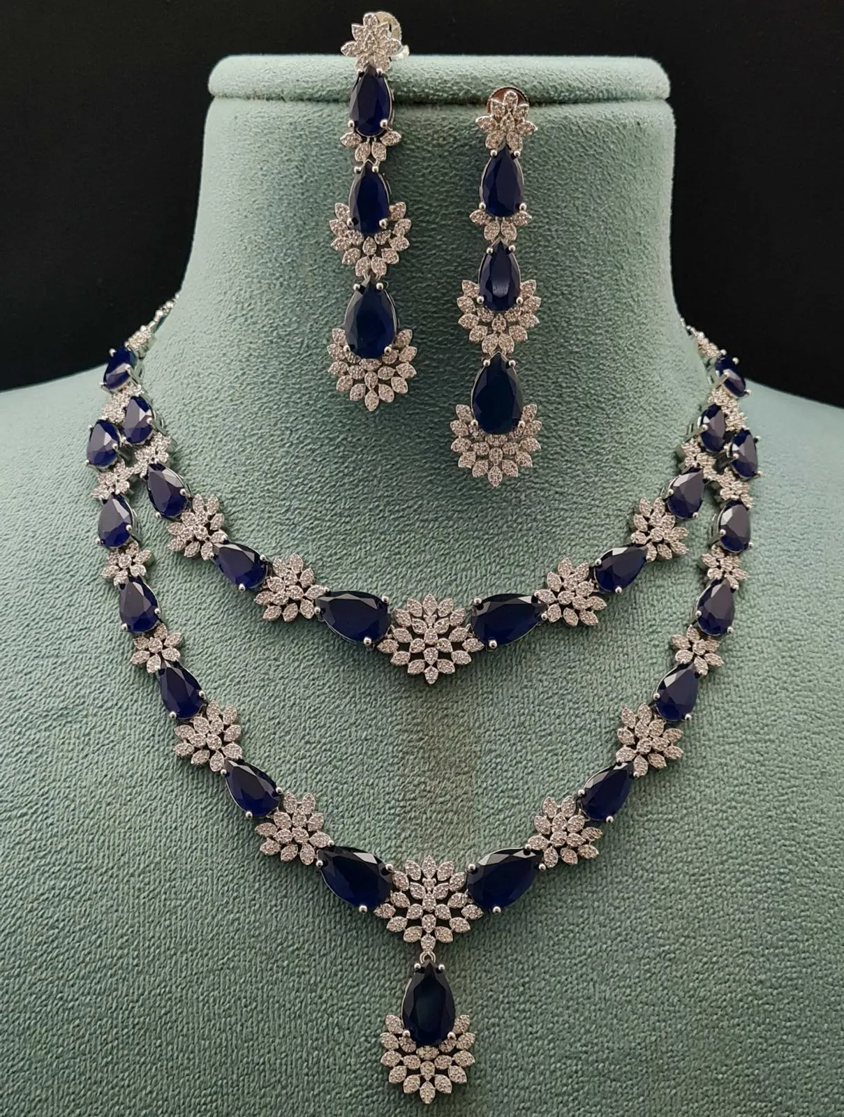 Kashvi Necklace Set in Sapphire sold by Blossom Box Jewelry