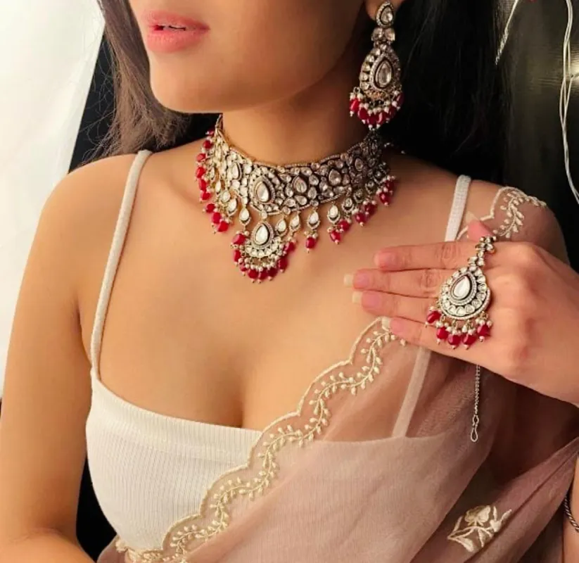 BAILYN NECKLACE SET IN RUBY sold by Blossom Box Jewelry
