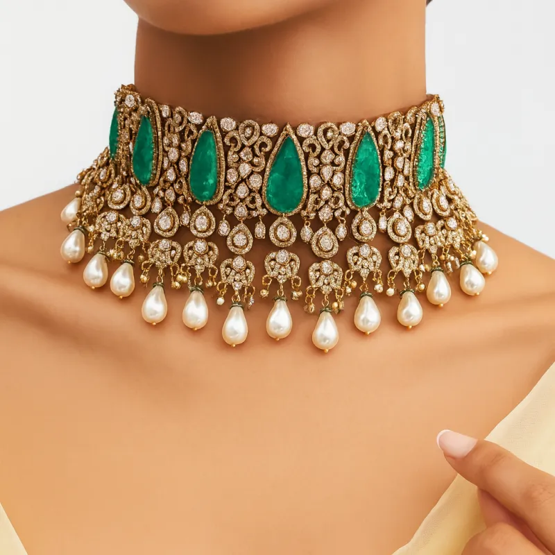 Emerald Zephyra Choker Set sold by Blossom Box Jewelry