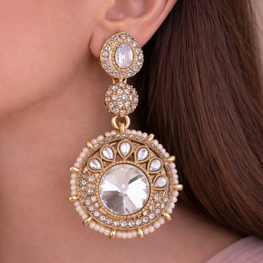 Sitara Halo Drops sold by Blossom Box Jewelry