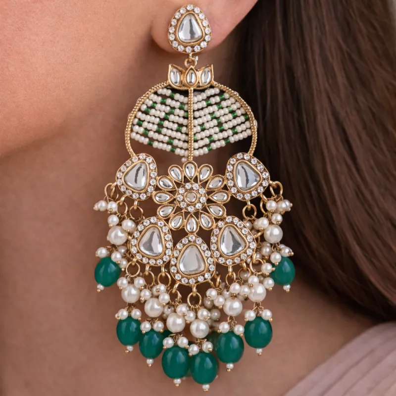 Emerald Anaisha Earrings made by Blossom Box Jewelry