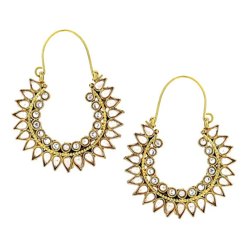 Round Crescent Polki Earrings sold by Blossom Box Jewelry