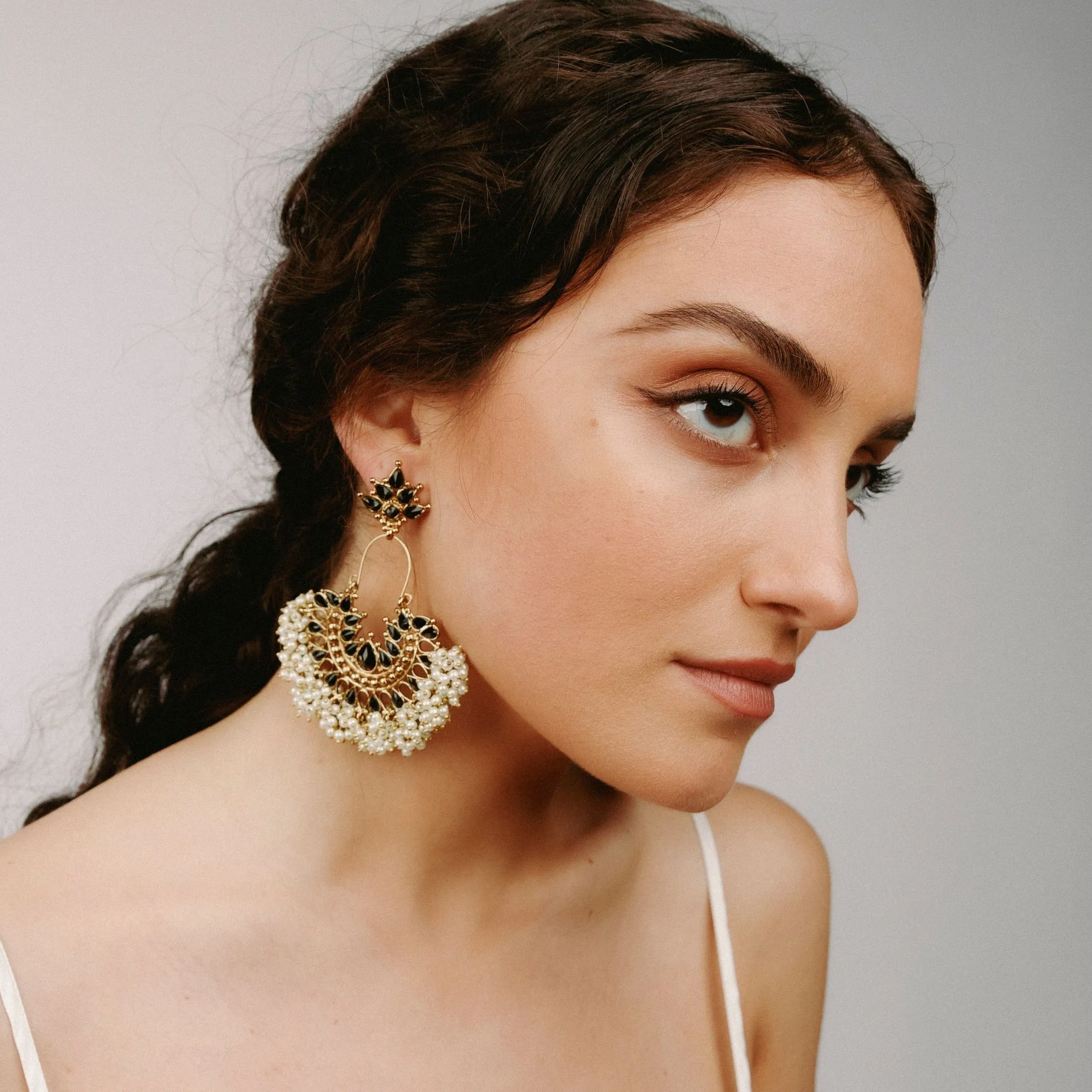 MINI GATSBY EARRINGS IN ONYX sold by Blossom Box Jewelry product image thumbnail 2