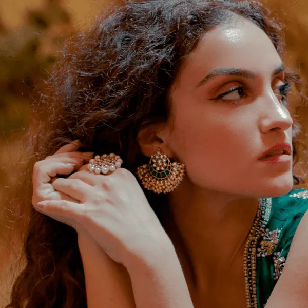 Esma Crescent Earrings in Green sold by Blossom Box Jewelry product image thumbnail 2