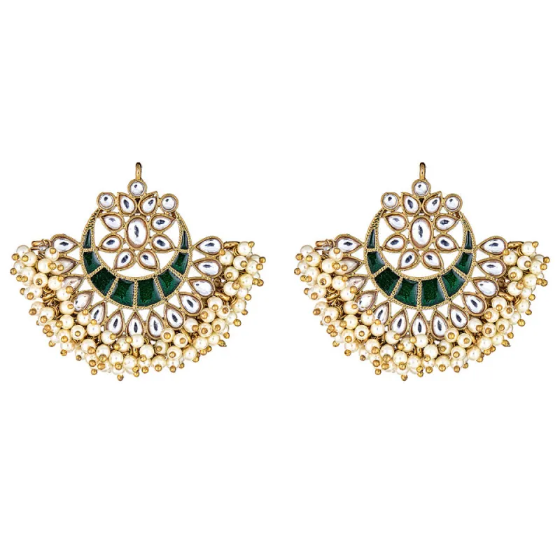 Esma Crescent Earrings in Green sold by Blossom Box Jewelry