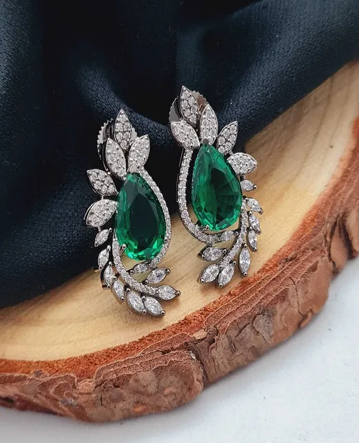 Emerald Leaf AD Earrings sold by Blossom Box Jewelry product image thumbnail 2