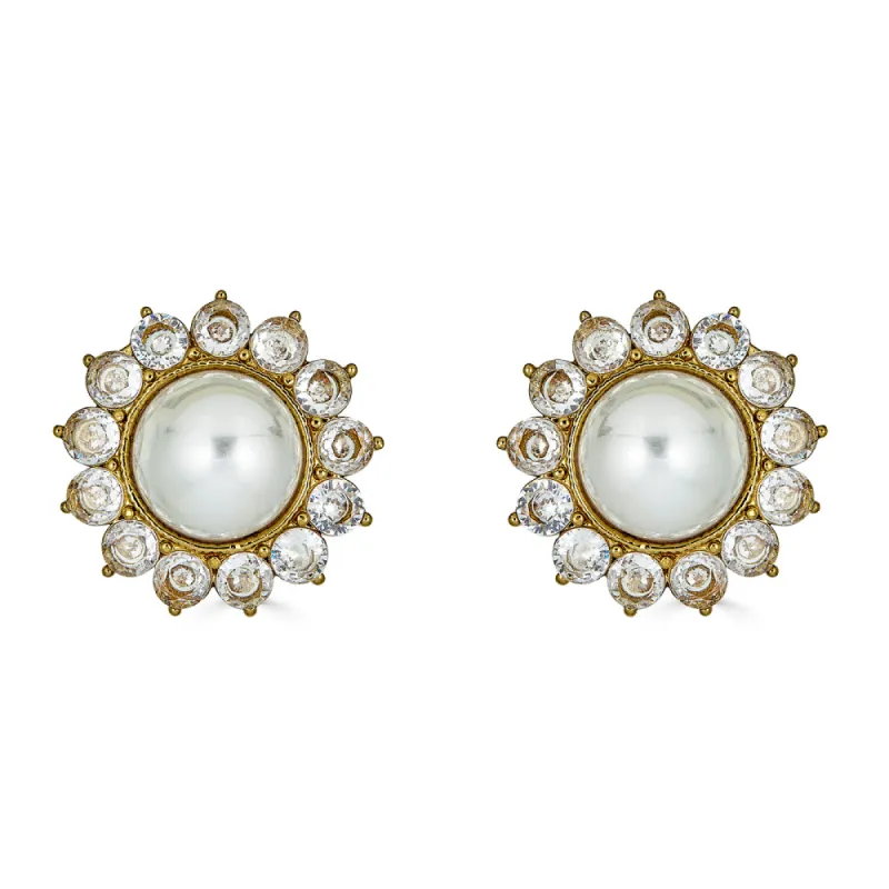 Inaaya Stud Earrings in Pearl sold by Blossom Box Jewelry