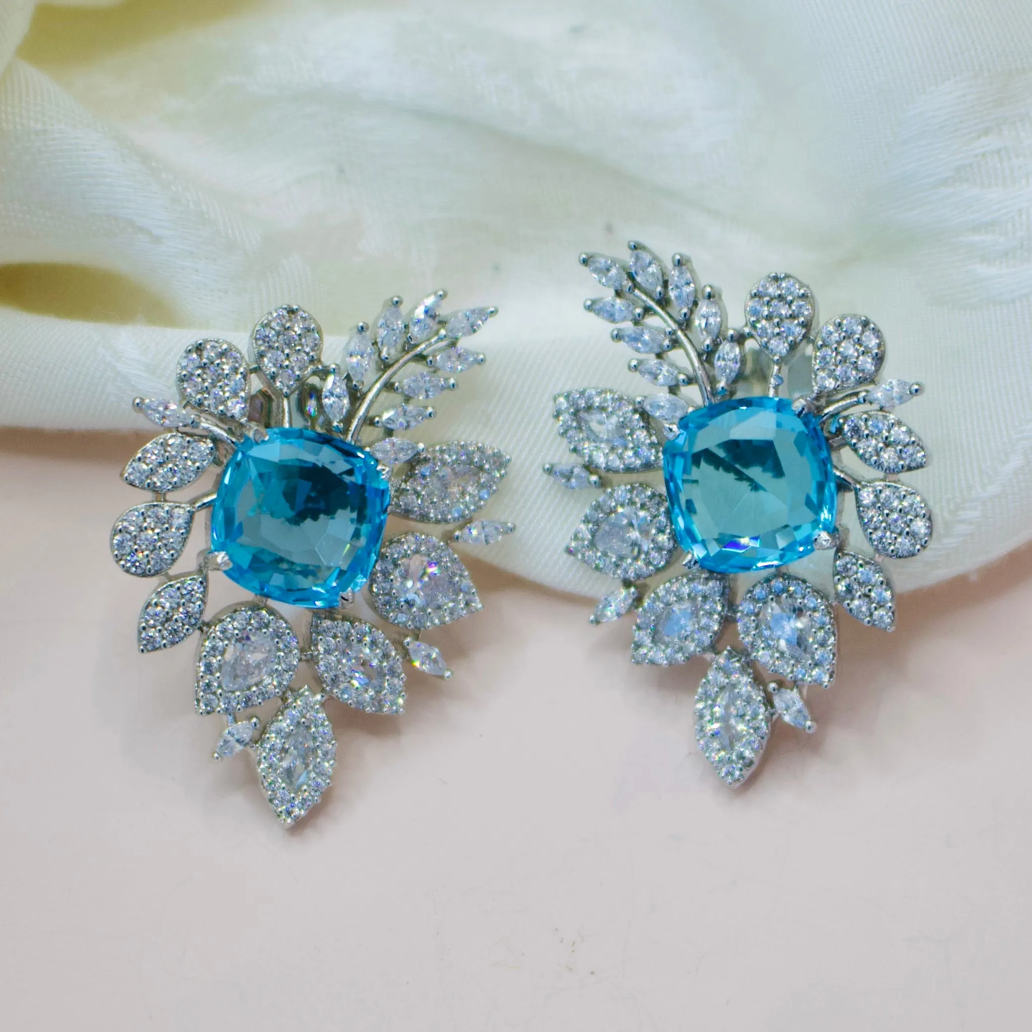 Shirani Blue Leaf Earrings sold by Blossom Box Jewelry