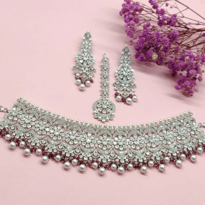 Sania Choker AD Necklace Set sold by Blossom Box Jewelry