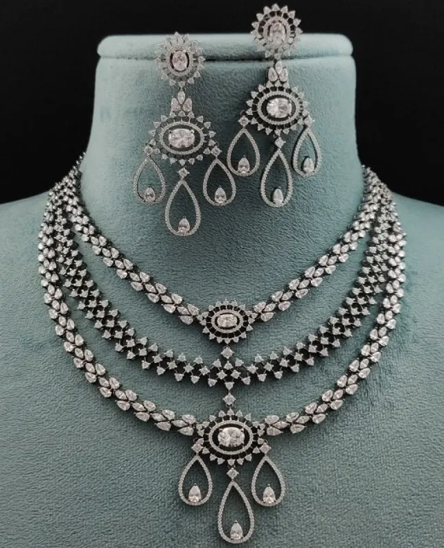 Silver Vanya Layered AD Necklace Set sold by Blossom Box Jewelry