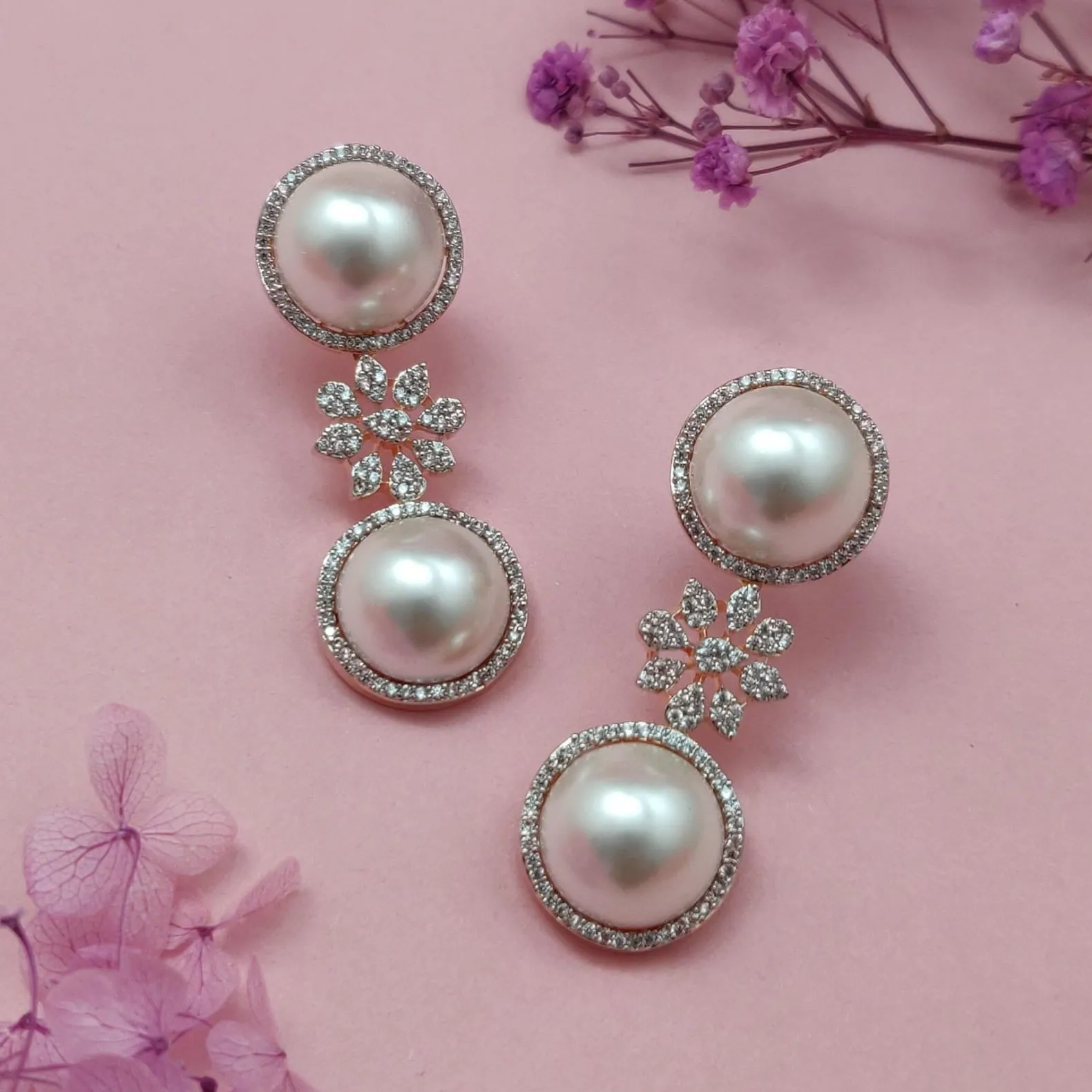Kavya Pearl Drop Earrings sold by Blossom Box Jewelry