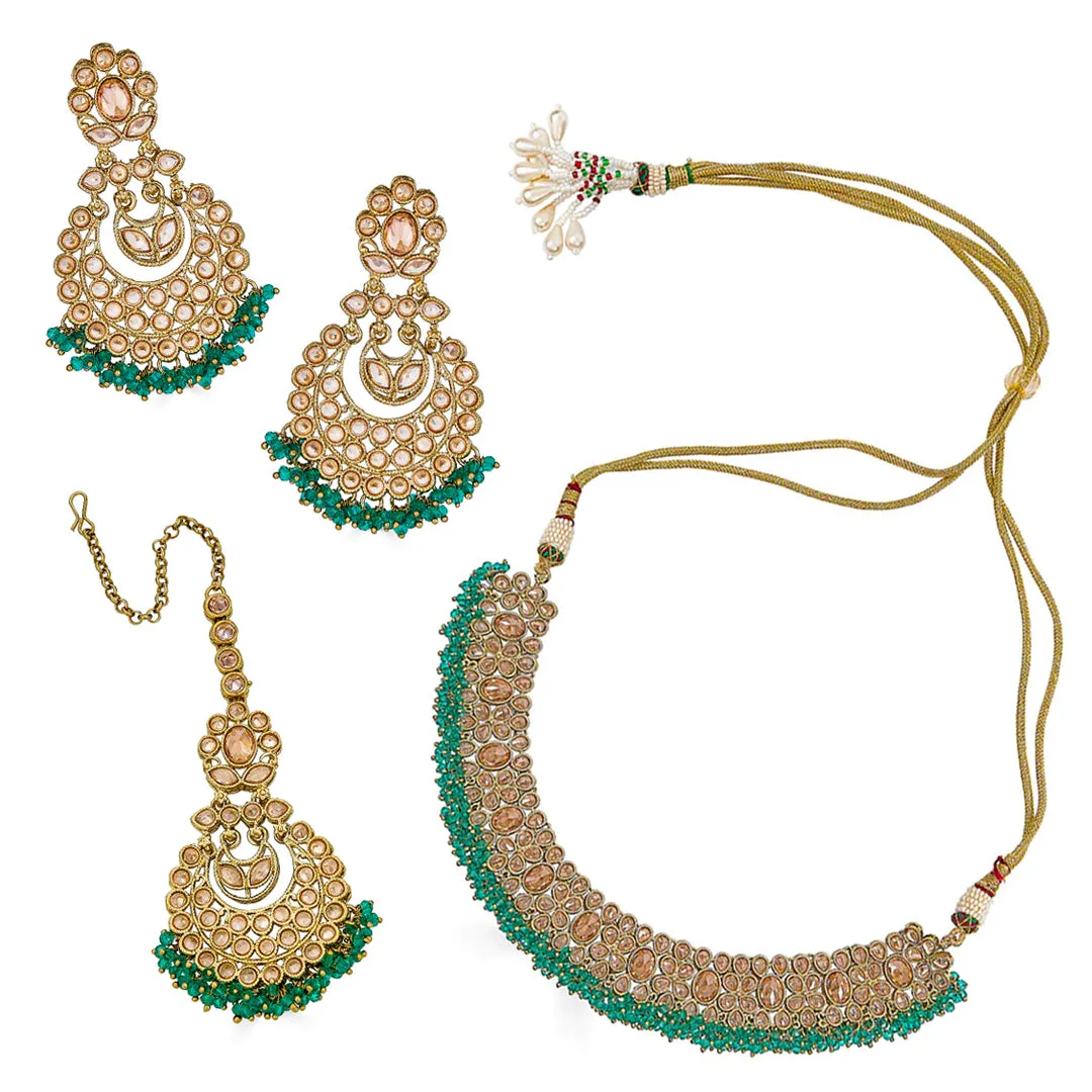 Rachana Necklace Set in Green sold by Blossom Box Jewelry