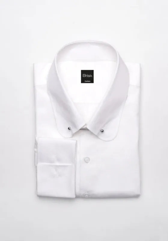 Egyptian White 60's Poplin Shirt - Club Pin Collar sold by Brisk Shirts