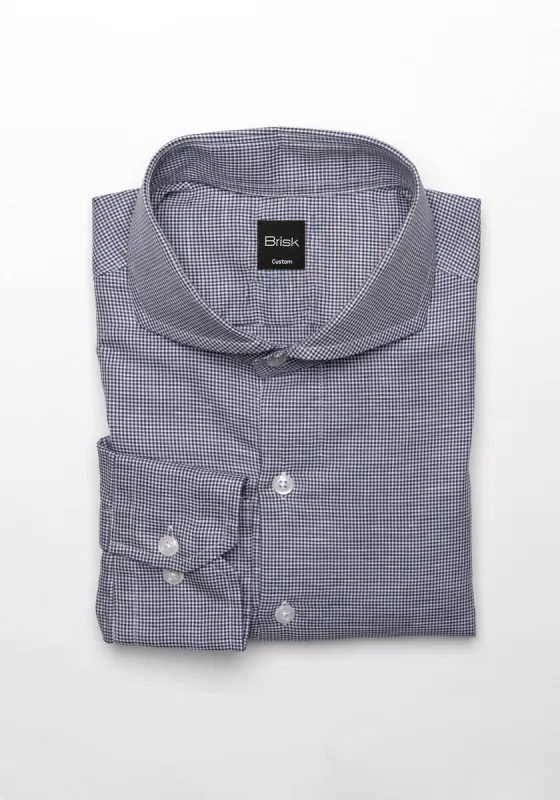 Charcoal Grey Mini Houndstooth Cotton Linen sold by Brisk Shirts