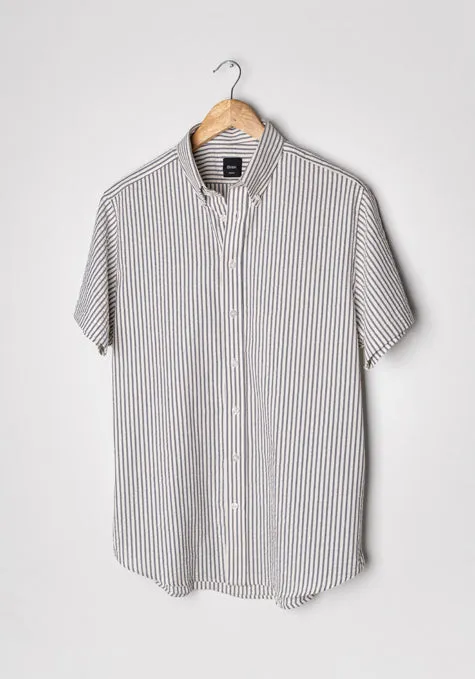 Grey White Seersucker Stripes Shirt - Half Sleeves sold by Brisk Shirts product image thumbnail 2