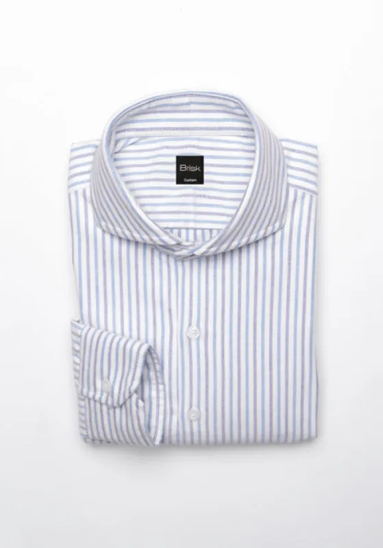 Dual Blue Oxford Stripes Shirt - Wrinkle Resistant sold by Brisk Shirts