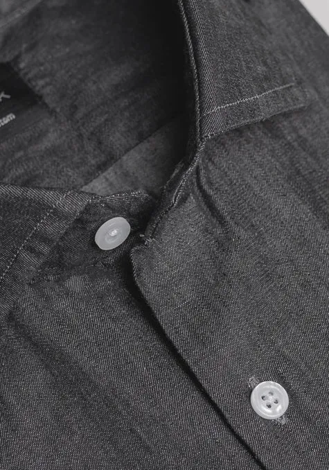 Black Denim Rinse Wash Shirt sold by Brisk Shirts product image thumbnail 2