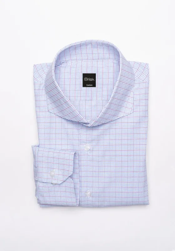 Plum Blue Mini Box Grid Performance Stretch Shirt - Wrinkle Free sold by Brisk Shirts