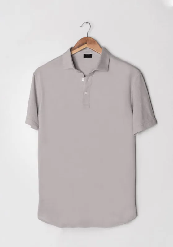 Light Grey Feather Soft Piqué Half Sleeve Polo Shirt sold by Brisk Shirts