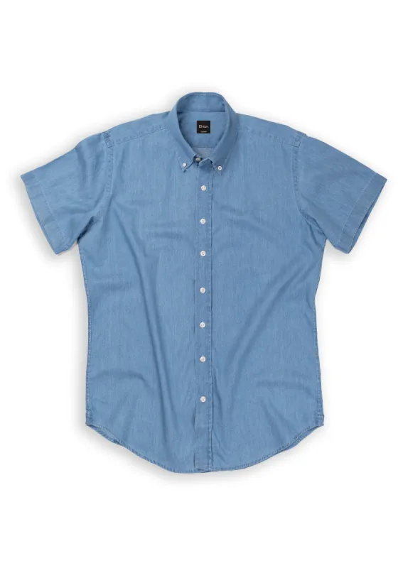 Summer Denim Light Wash - Half Sleeves Down Button Collar sold by Brisk Shirts