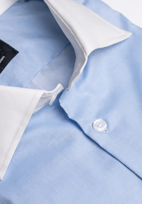 BLUE CHAMBRAY SHIRT - White Contrast Collar sold by Brisk Shirts product image thumbnail 2