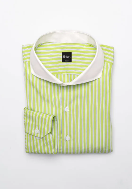 Crisp Green Stripes Shirt made by Brisk Shirts