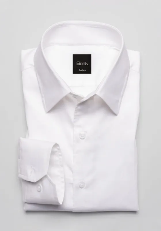 Pearl White Stretch High Collar Shirt - Hidden Button Down sold by Brisk Shirts