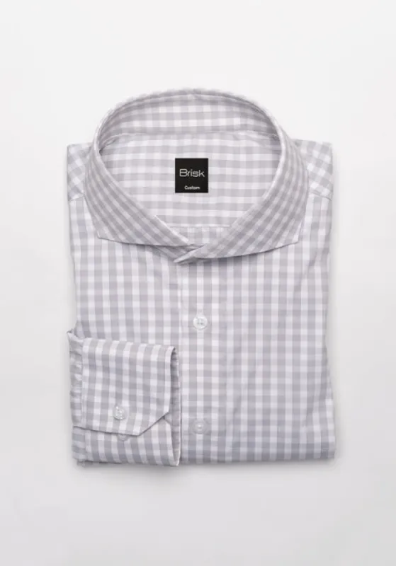 Light Grey Gingham Performance Stretch Shirt - Wrinkle Free sold by Brisk Shirts
