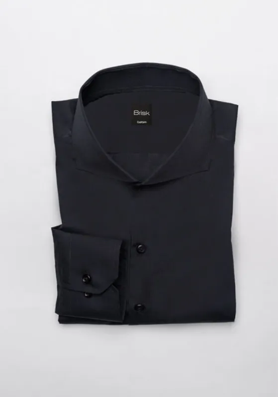 Egyptian Black Light Weight 80's Poplin Shirt - 2 Button Extreme Collar sold by Brisk Shirts