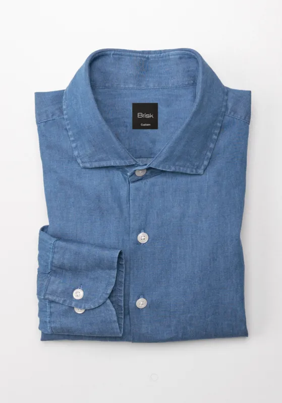Denim Medium Wash Shirt - Cut Away Classic Collar sold by Brisk Shirts