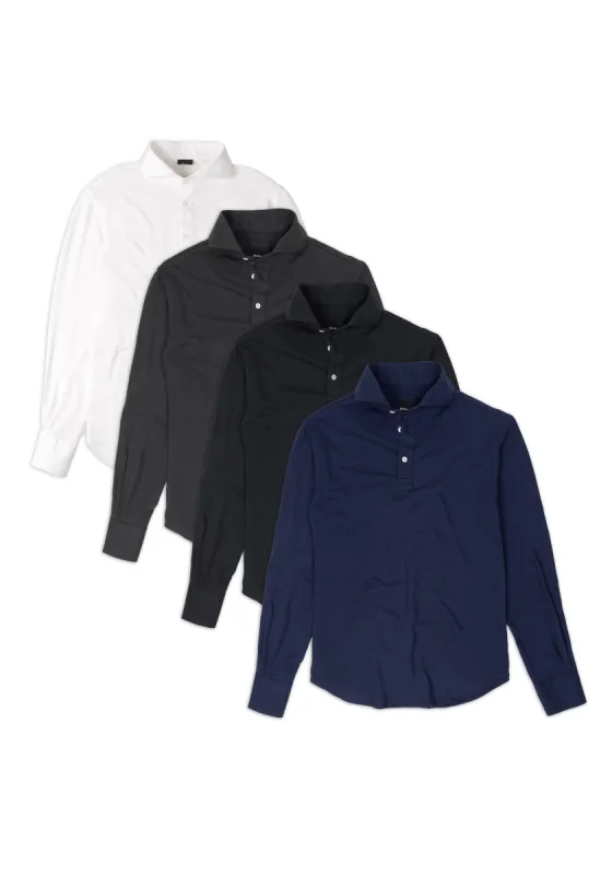 Basic 4 Color Pack - Feather Soft Piqué Full Sleeve Polo Shirt sold by Brisk Shirts